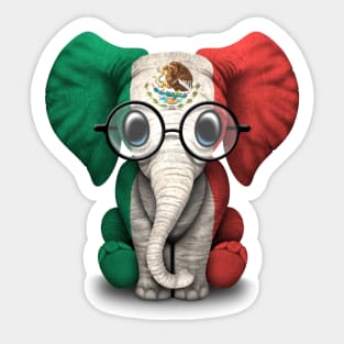 Baby Elephant with Glasses and Mexican Flag Sticker